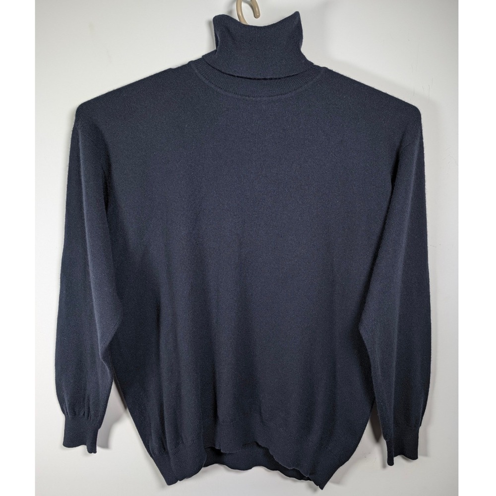Medford Cowell Vintage Mens Turtleneck Sweater 100% Cashmere Navy Blue 46 L XL